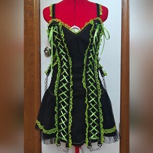 Tripp NYC Black and Neon Green Mini Dress